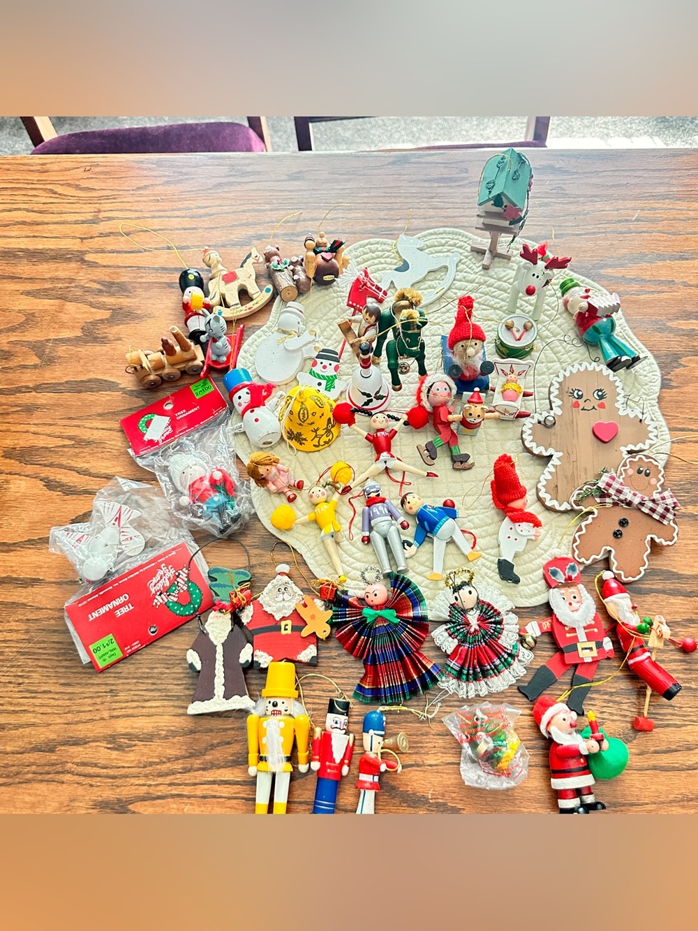 Lot of 44 vintage wooden Christmas ornaments